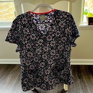 Women’s Daisy Print Scrub Top Sz L
